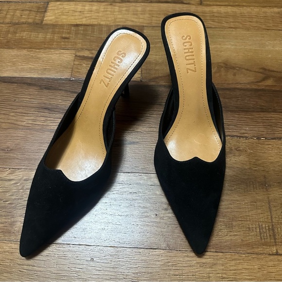 SCHUTZ Buffy Mid Stiletto Black Pump Size 5 - Picture 2 of 6